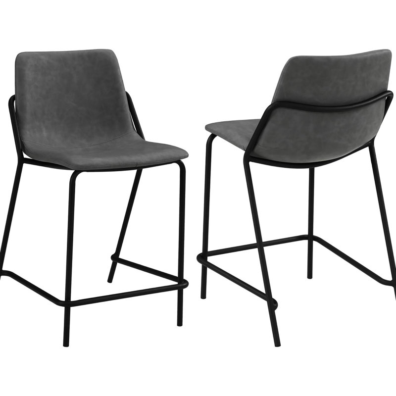 Tabourets gris et noirs à hauteur de comptoir, siège en mousse confortable avec repose-pieds 2 pour un intérieur tendance