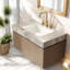 Meuble-lavabo moderne avec lavabo, pierre frittée italienne, rangement spacieux