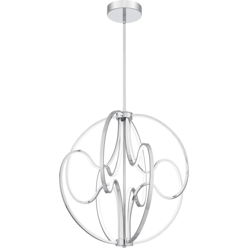 Stamatoula Integrated LED Polished Chrome Pendant Light, Chrome poli