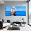 Nautique, voilier sur un océan bleu calme, ensemble de 3 impressions sur toile-768813982