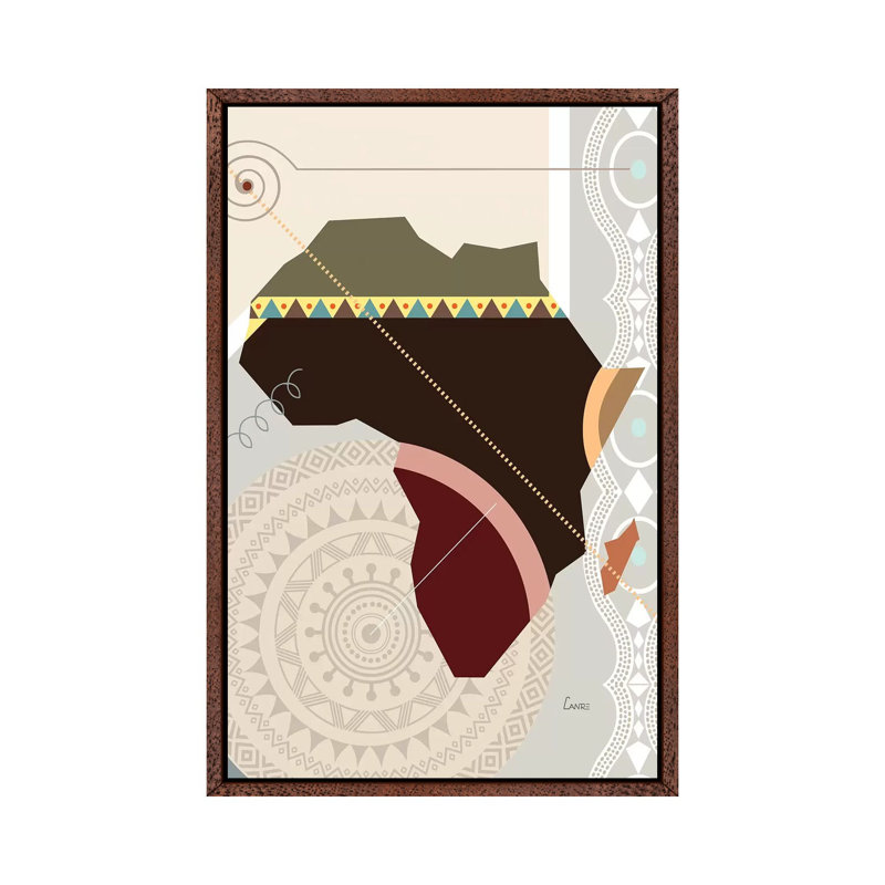 Afroville - Print on Canvas, 101.6cm H x 66.04cm W x 3.81cm D, Classic Brown Wood Floater Framed