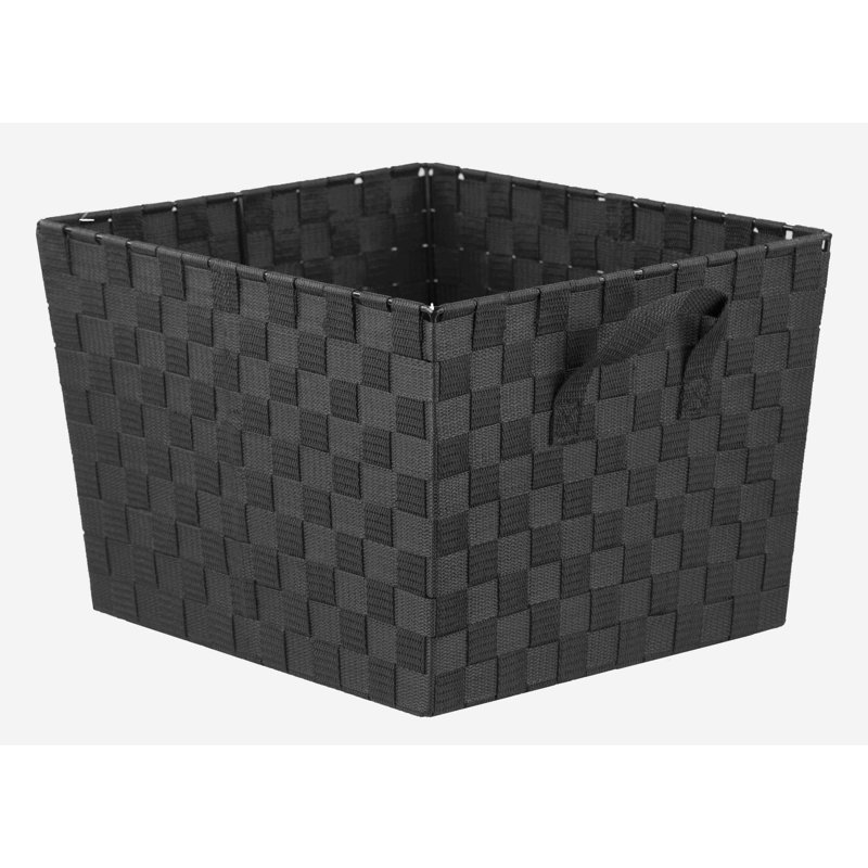 Panier en tissu à sangle moyenne, Noir, H 10 po x l 15 po x P 13 po