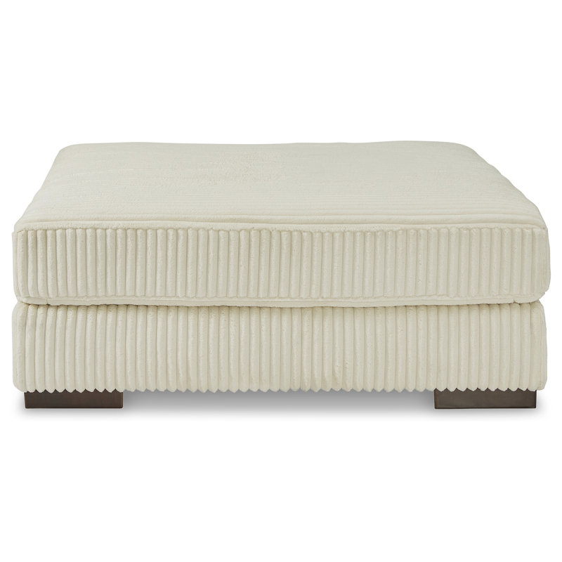 Lindy Accent Ottoman, Square 51 Inch Modern Style, Polyester, Ivory