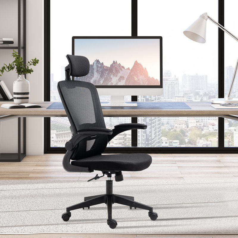 Jiapsi Task Chair with Headrest, White, Light Gray
