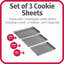 3-Piece Everyday Grey Nonstick Carbon Steel Cookie Sheet Baking Set, Assorted Sizes 13×9, 15×11, 17×11 Inch Kitchen Bakeware Trays