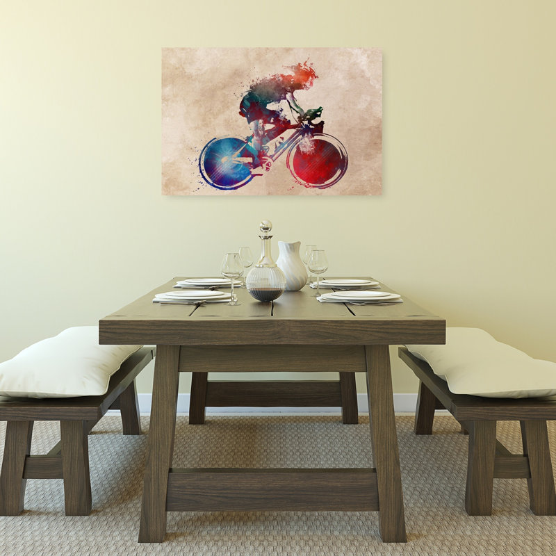 «Vibrant Cycling Motion», art mural contemporain, 24" H x 36" W