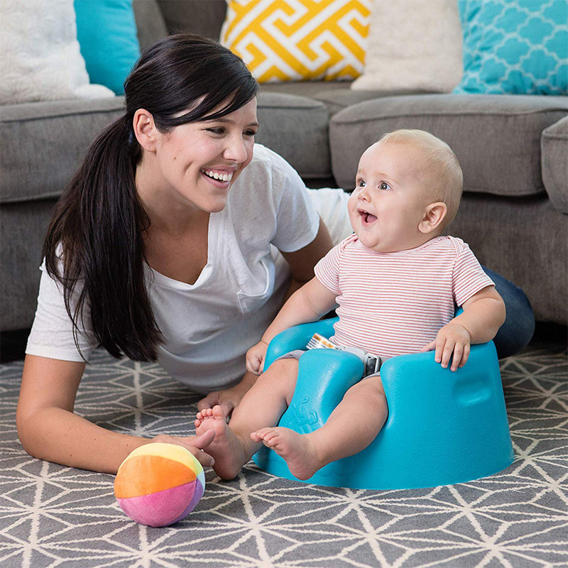 Bumbo Baby Infant Soft Foam Wide Floor Seat w/ 3 Point Adjustable Harness, Blue