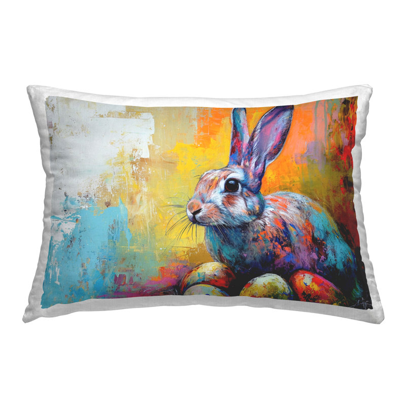 Easter Joy Abstract Decorative Printed Throw Pillow Design by LSR Design Studio