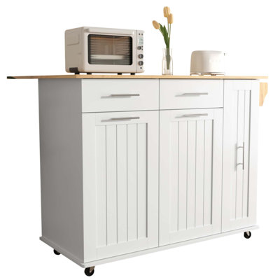 Versatile Kitchen Island with Drop Leaf, 3-Tier Pull-Out Organizer, and Rolling Wheels for Efficient Storage and Mobility by Winston Porter