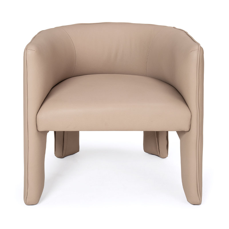 Matt Barrel Chair, Lazio Taupe Leather