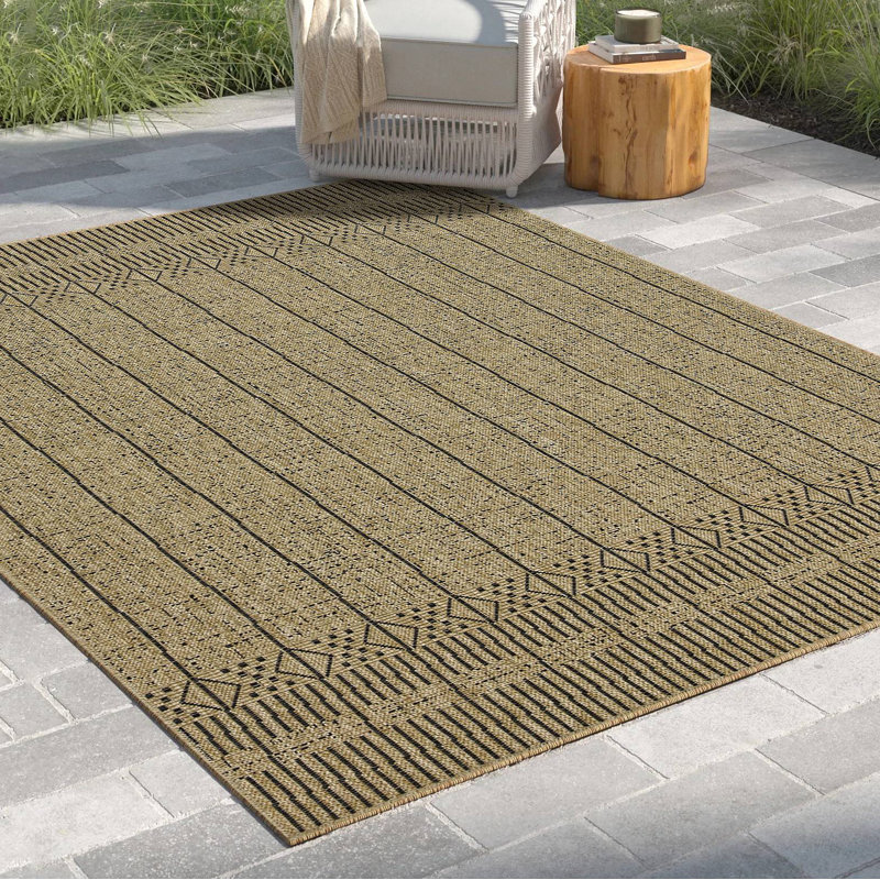 Indoor/Outdoor Area Rug, Rectangle 5'3" x 7'3", Natural/Black