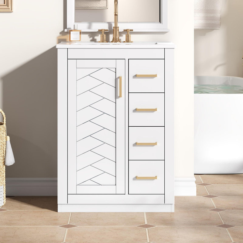 Le meuble-lavabo de 24 pouces Signature: le style rencontre le rangement intelligent, Blanc