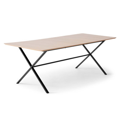Meza Rounded Extendable Dining Table with Cross Metal Legs