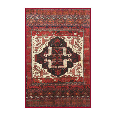 Tapis rouge/beige/brun traditionnel