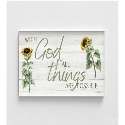 «With God All Things Are possible» par Susie Boyer, décor de tournesol rustique, reproduction d'affiche de tournesol jaune, grand-mère