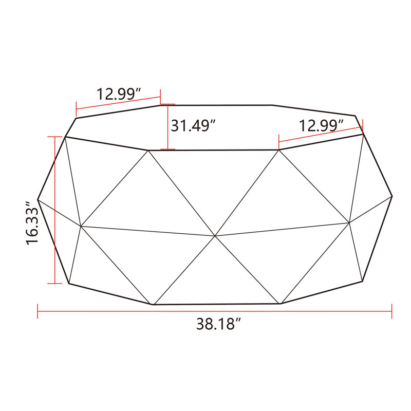 Three-Dimensional Embossed Pattern Design American Retro Style Coffee Table, White/Oak, 16.33" H x 38.18" L x 31.49" W