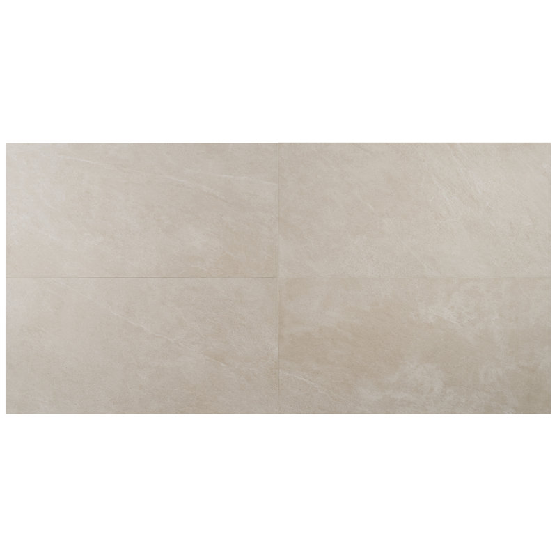 Roche 23,62 po X 47,24 po Carreau de plancher et de mur en porcelaine matte (15,49 pieds carrés / caisse), Crema beige