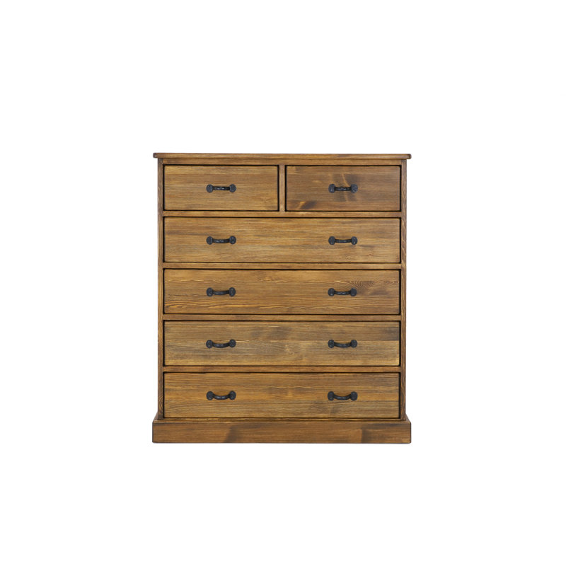 Broussard Solid Wood 112cm W 6 - Drawer Chest of Drawers