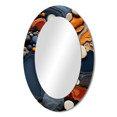 Desert Tapestry Collage III - Teal Modern Oval Wall Mirror