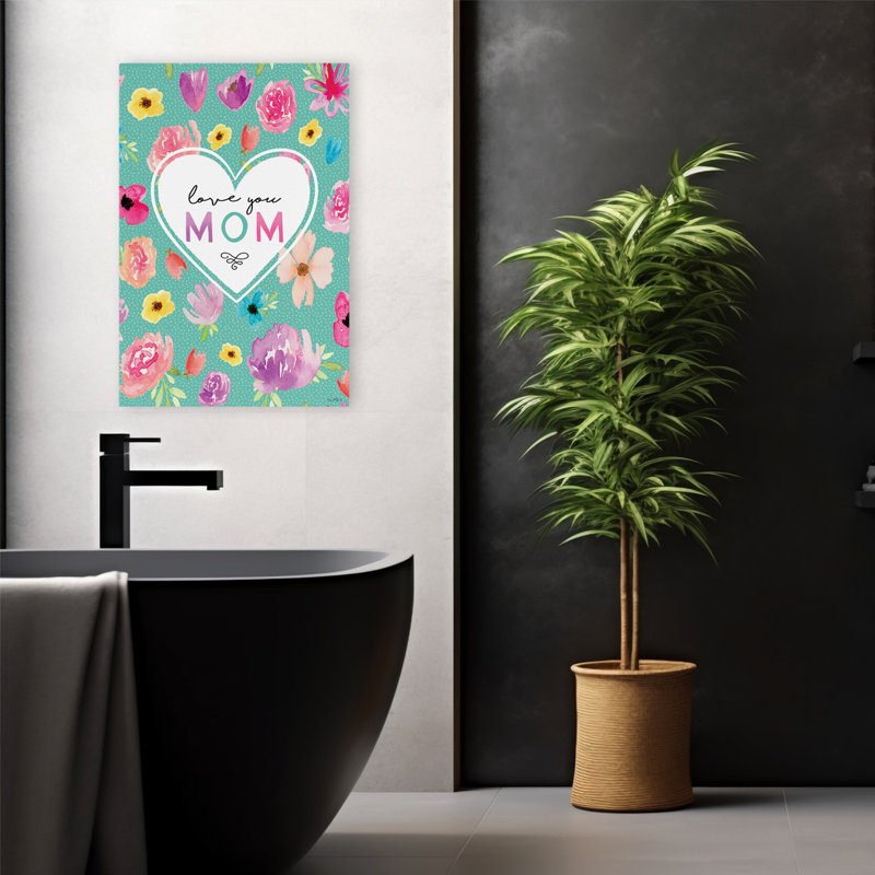 Love You Mom - Art contemporain inspirant de la fête des Mères, H 16 po x l 24 po