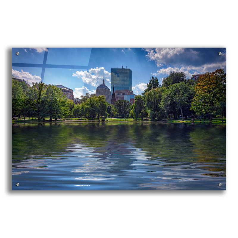 «Lagoon In Boston Public Garden» par Rick Berk, art mural en verre acrylique, H 24 po x l 36 po x P 0,2 po