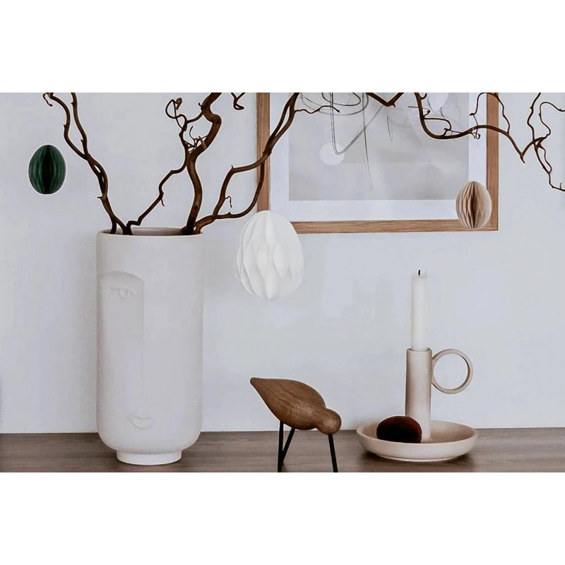 Corvon Ceramic Table Vase, White, 16cm H x 29cm W x 11cm D