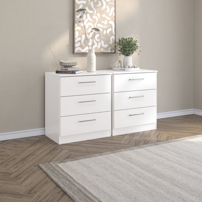 Ensemble de 2 commodes verticales 3 tiroirs Conteh - solution de rangement moderne