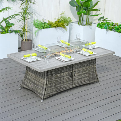 27'' H x 71'' W Propane Outdoor Fire Pit Table