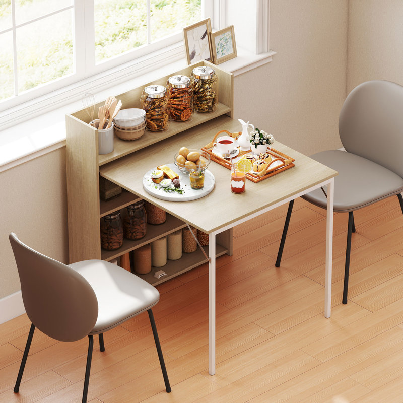 Metal Base Dining Table, Dark Brown Wood