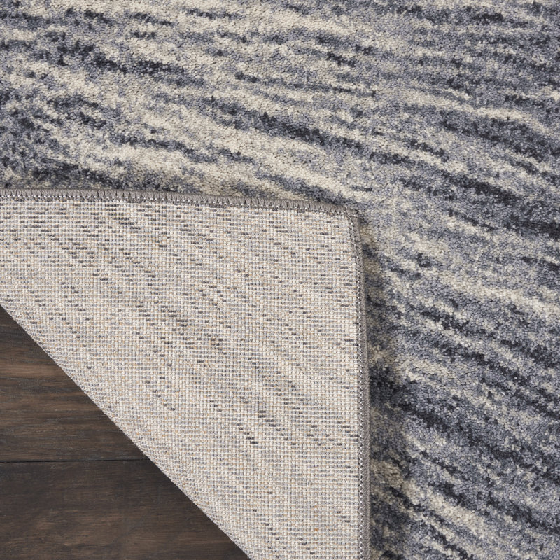 Abstract Rectangle 9'3" x 12'9" Area Rug in Black/Cream