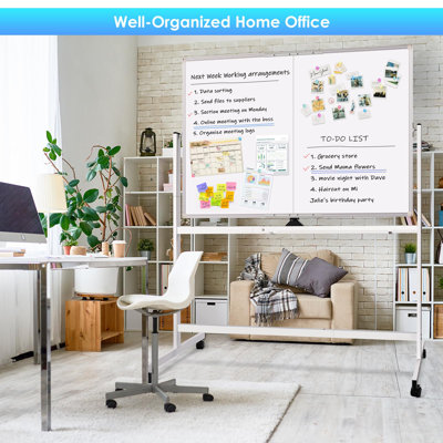 48" x 36" Freestanding Foldable Whiteboard Double Side Mobile Magnetic Dry Erase Board on Wheels