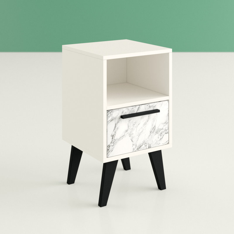 Gorby 13'' W Nightstand, White Marble