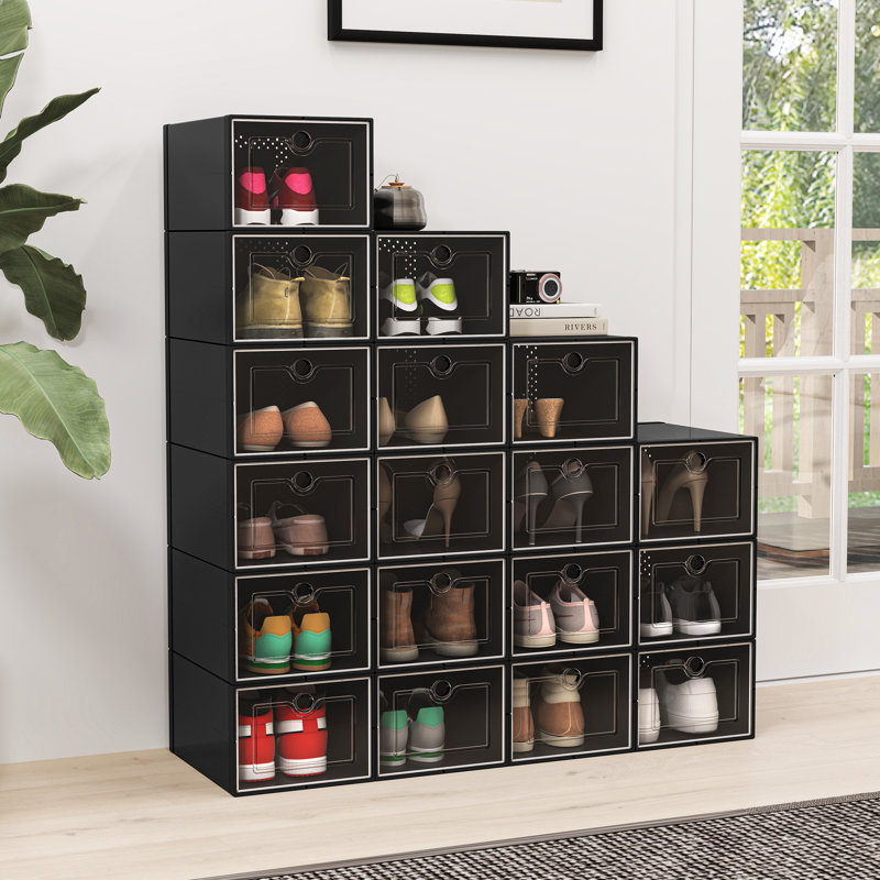 Stackable Shoe Storage Box, Black