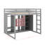 Lit mezzanine en bois pleine grandeur avec garde-robe, tablettes et armoire-567509906