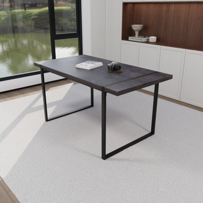 Ensemble de table de salle à manger moderne en MDF noir, mobilier de cuisine durable 5 pièces, style industriel