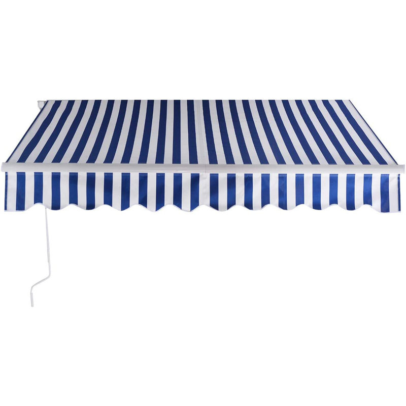 Dakota Fields 250cm W x 200cm D Polyester Blue/White Cover Retractable Window Awning