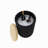 Black Fluted Round Patio Side Table with Lid & Built-In Metal Ice Bucket