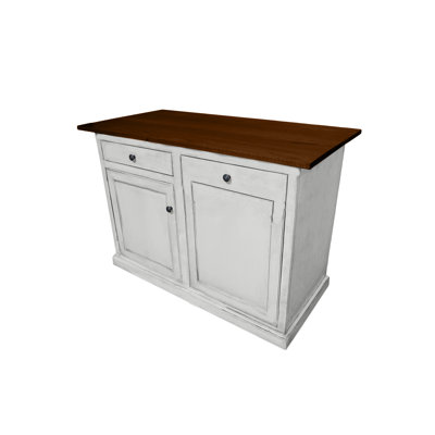 Traditional 60" Solid Wood Kicthen Island with trash bin compartment and Drop Leaf