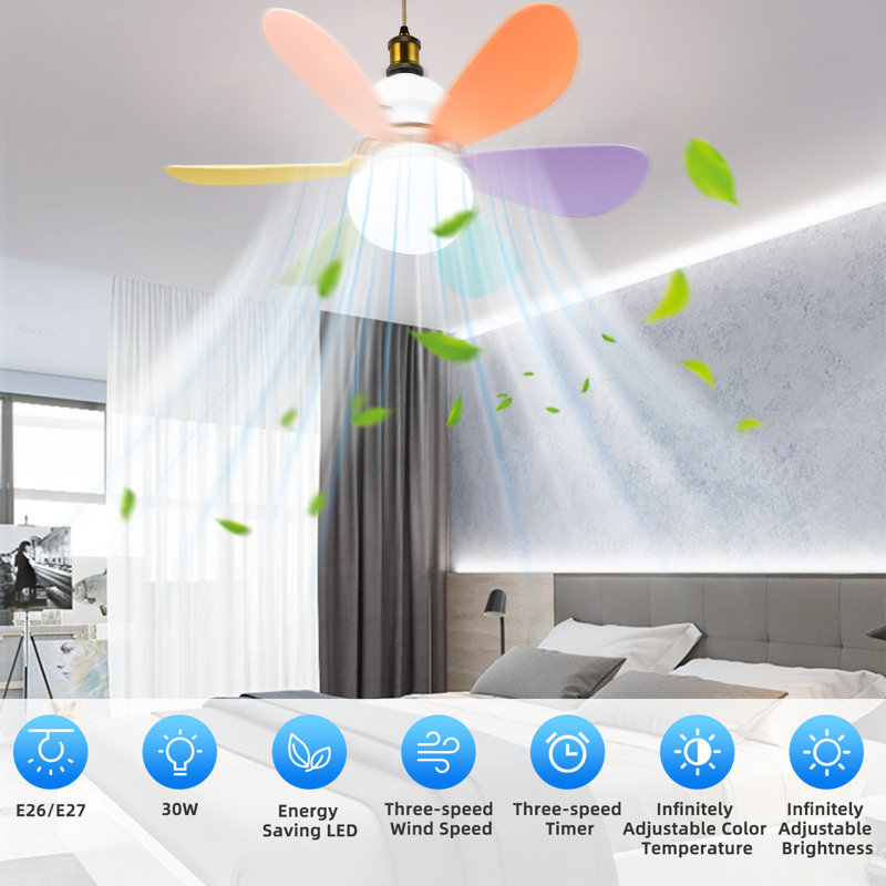 Biyori Ceiling Fan with Light 3-Speed Brushless Motor Remote Control Chandelier Fans, Multicolor