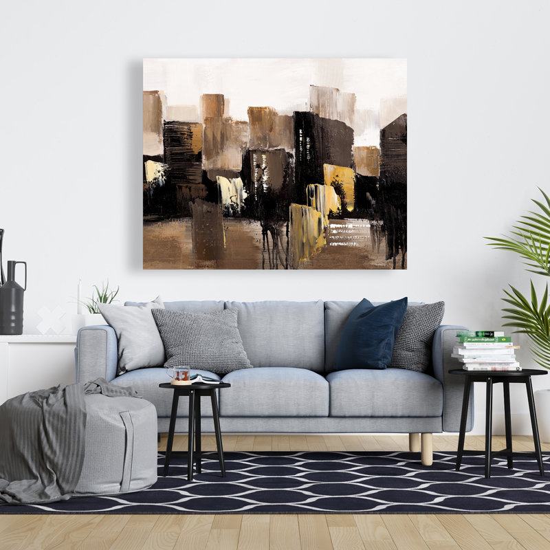 Paysage urbain abstrait tons terreux - décor de bureau industriel sur toile