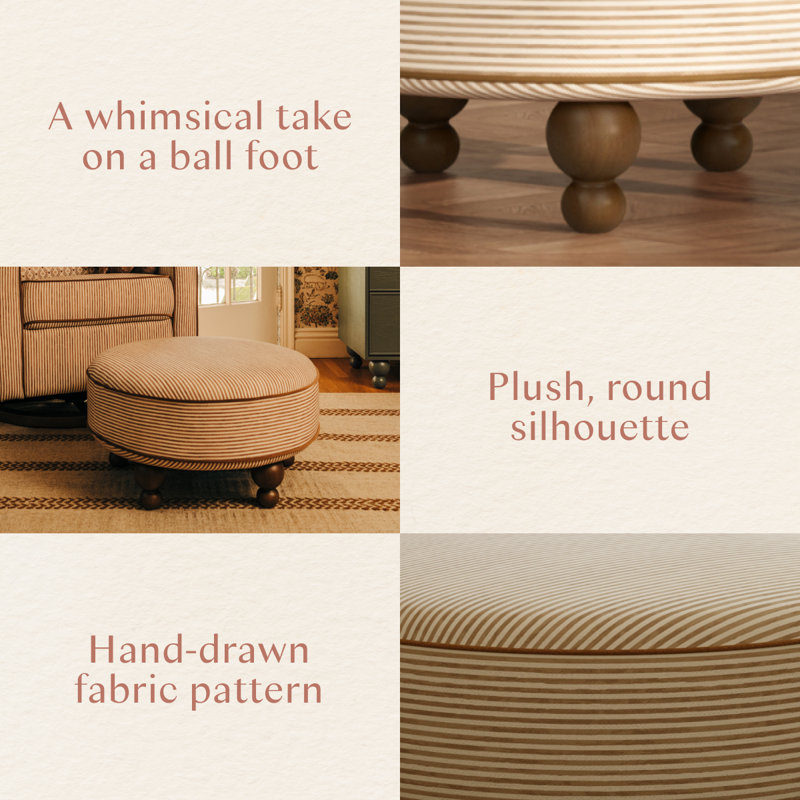 Astre Ottoman by Nate Berkus, Perf Bronze Stripe Eco-Crossweave