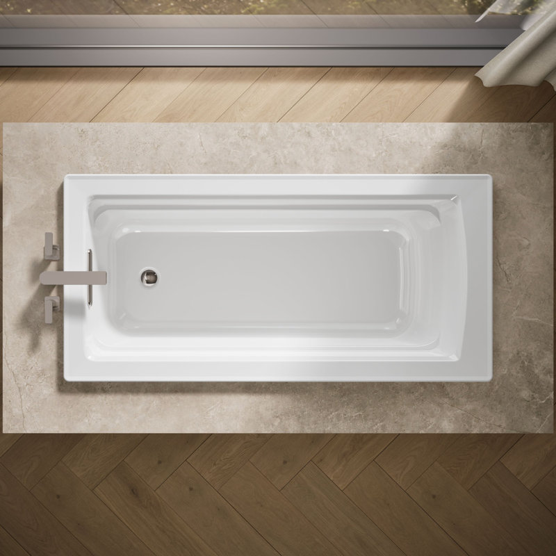 Archer 66" x 32" Drop In Soaking Acrylic Bathtub, White