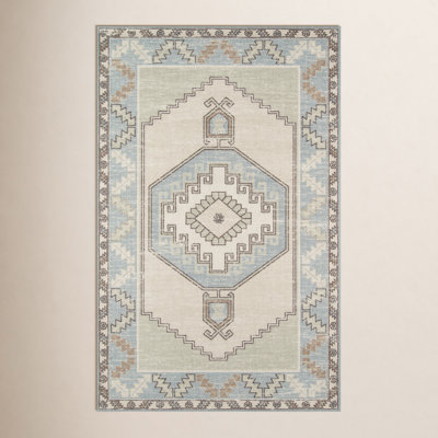 Fletcher Light Blue Beige Oriental Rug