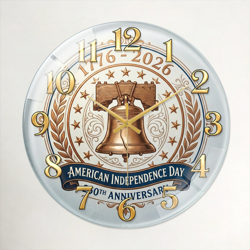 Horloge murale Liberty Bell USA 250th Anniversary, 60 x 60 cm (23,6 x 23,6 pouces)