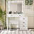 Modern Dressing Cabinet With Led Mirror And Deep Drawer Storage Matte White Makeup Desk Spacious Internal Lighted Top
