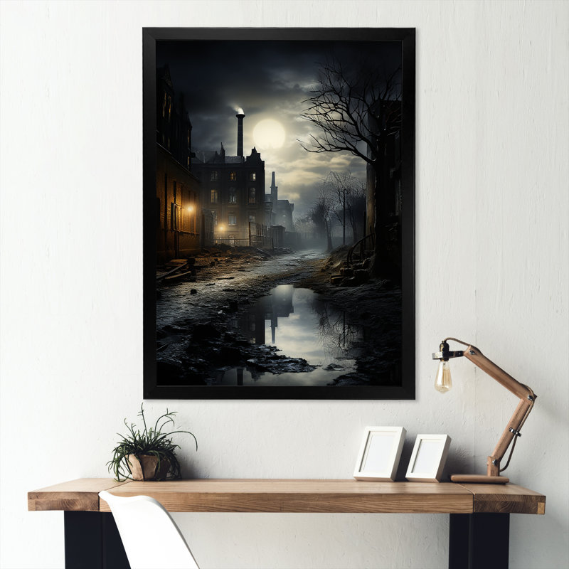 «Moody Night Factory Aesthétique II», reproduction sur toile, Cadre simple noir, H 20 po x l 12 po x P 1 po