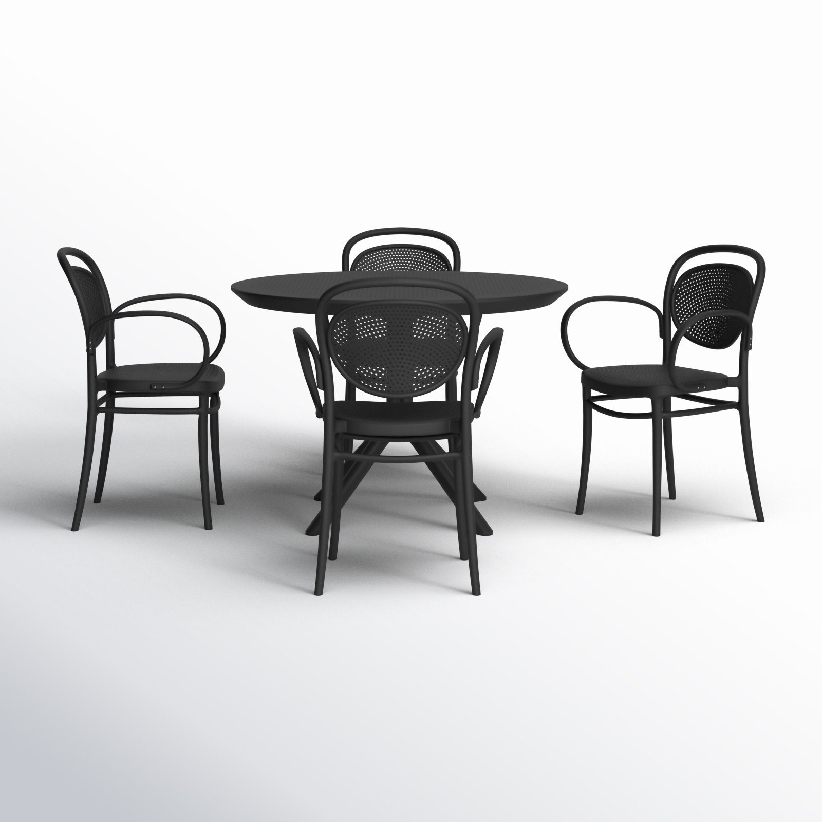 Farrah Marcel Armchair 5 Person Dining Set, Black