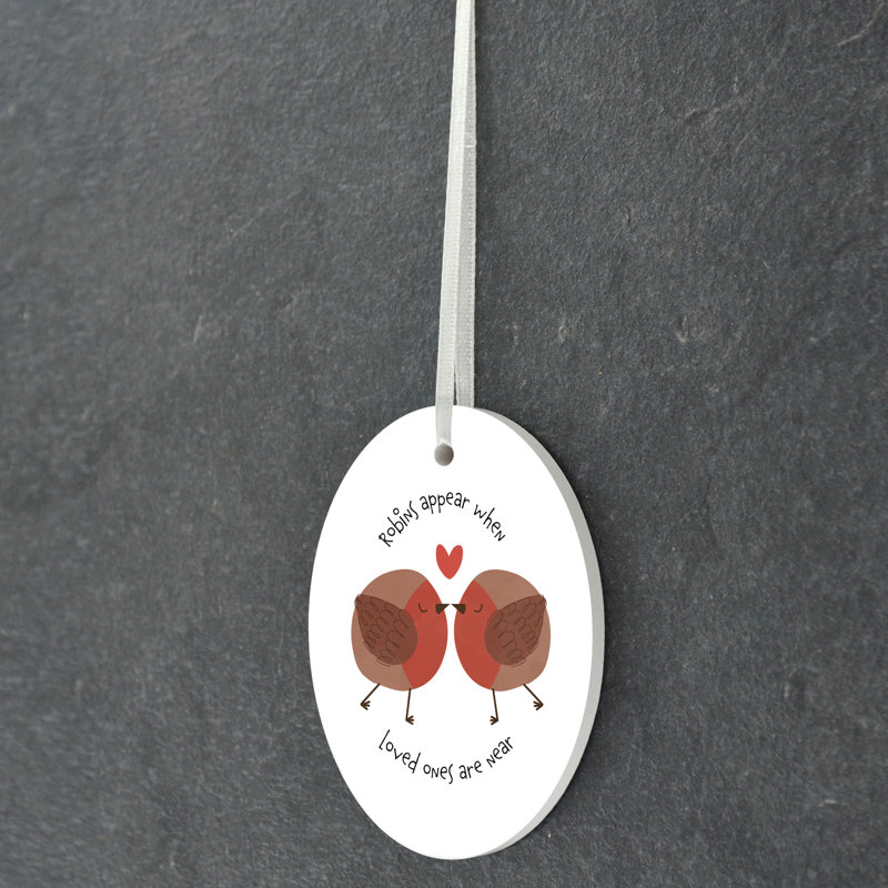 Sanson Robin Robins Appear Loved Ones Near Oval Shaped Ceramic  Ornament