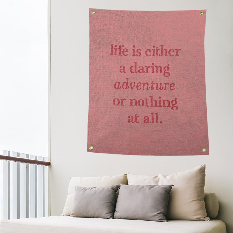 Tapisserie en polyester "life quote" adventure, H 36 po x l 26 po, Rouge