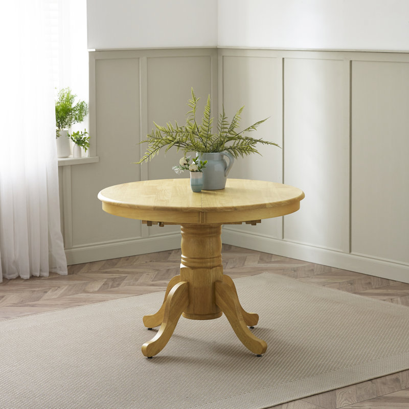 Aviya Extending Round Dining Table In Solid Wood - Traditional Rustic Farmhouse Kitchen, Oak